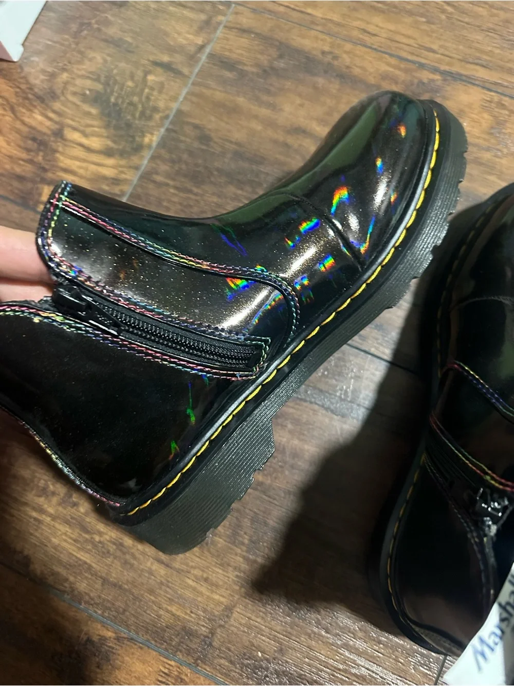 Dr. Martens Kids Black Holographic Chelsea Boots